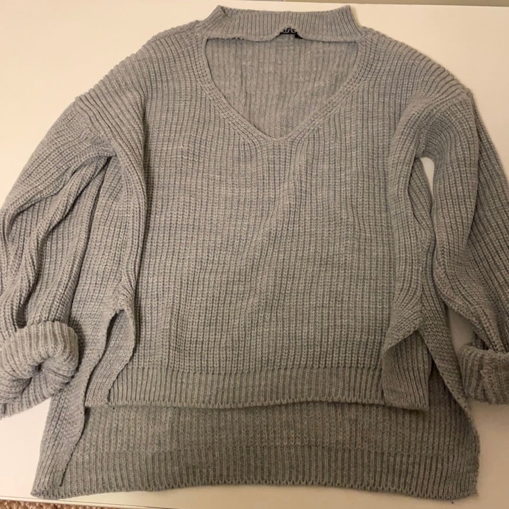 Boohoo Neck Keyhole Sweater